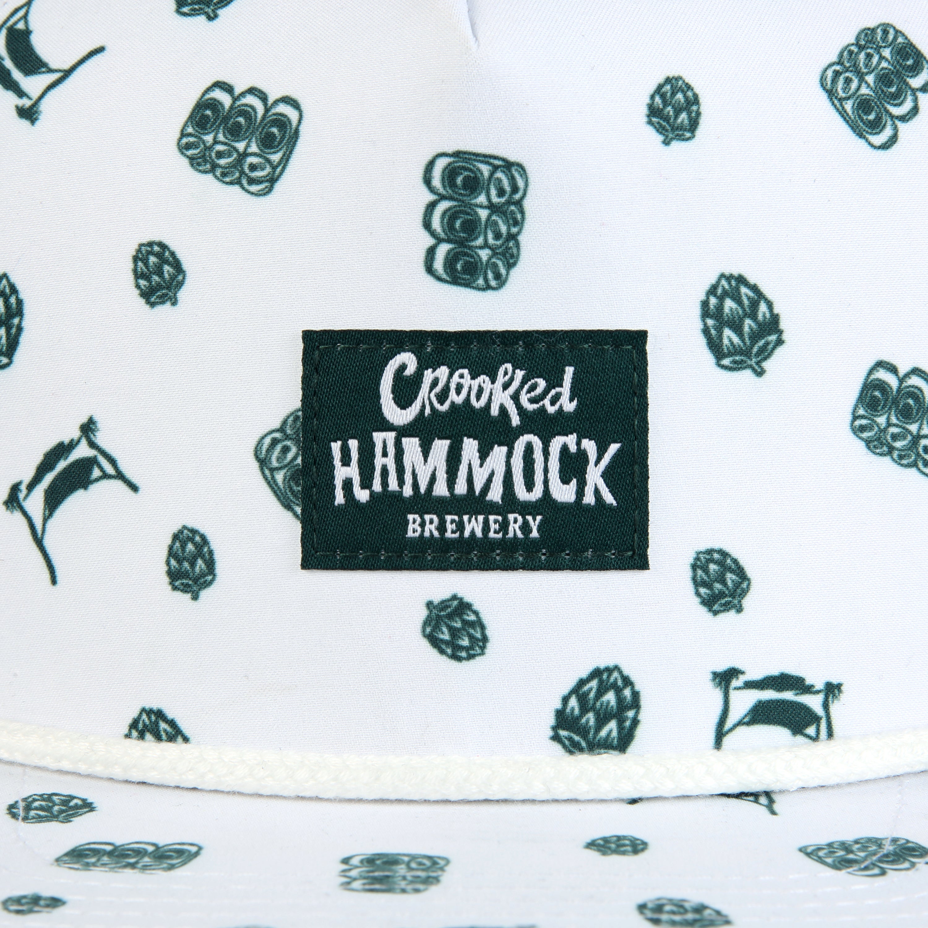 Cans, Hammocks, & Hops Hat Pine on White